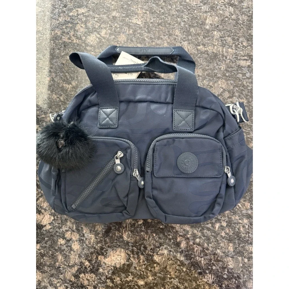 Kipling Defea Large Satchel Shoulder Handbag HB7355 Doodle Jacquard Navy NWT 134